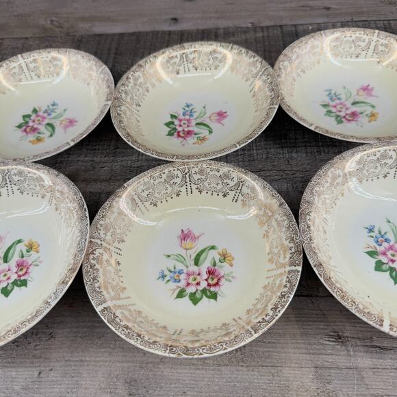Vintage Eggshell Nautilus Dinner Plate Set Floral E 45 N 5 - Picture 5 of 16